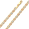 4.2mm 14K Tricolor Gold Solid Heart Star Diamond-Cut Valentino Chain Necklace 18-24in