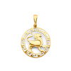 Greek Key Circle Zodiac Pendant in 14K Yellow Gold - Leo