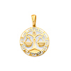 Greek Key Circle Zodiac Pendant in 14K Yellow Gold - Libra