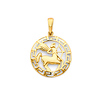Greek Key Circle Zodiac Pendant in 14K Yellow Gold - Sagittarius