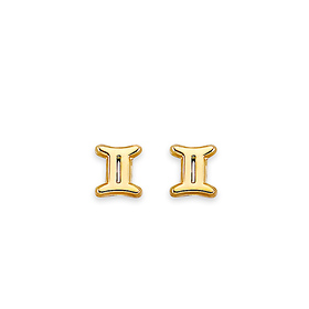 Astrology Sign Zodiac Stud Earrings in 14K Yellow Gold - Gemini