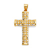 Shimmery Petal Cross Pendant in 14K Two-Tone Gold - Medium