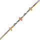 Tri Open-Cut Sidways Cross Bracelet in 14K Tricolor Gold Solid thumb 0