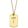 Christian Cross Dog Tag Gold Necklace in 14K Yellow Gold Solid
