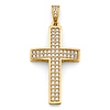 Small Squared CZ Cross Pendant in 14K Yellow Gold Solid