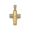 Diamond-Cut CZ Double Cross in 14K Yellow Gold Solid - Small