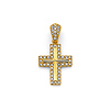 Diamond-Cut CZ Double Cross in 14K Yellow Gold Solid - Mini