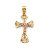 Byzantine Palm Leaf Crucifix Pendant in 14K Two-Tone Gold Solid