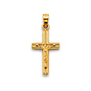 Slim Concave Textured Crucifix in 14K Yellow Gold Solid