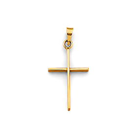 Petite Slim Squared Cross Pendant in 14K Yellow Gold Solid - Classic