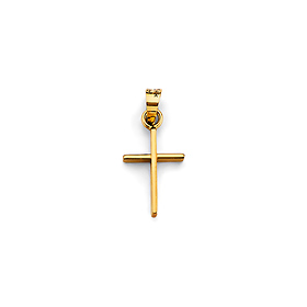 Mini Slim Squared Cross Pendant in 14K Yellow Gold Solid - Classic