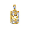 CZ Pave Star of David Dog Tag Pendant in 14K Yellow Gold Solid