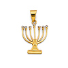 Modern Cubic Zirconia Menorah Pendant in 14K Yellow Gold Solid