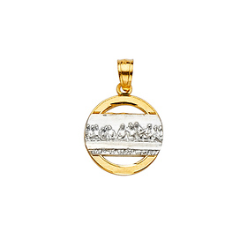 Mini Last Supper Circular Pendant in 14K Yellow Gold Solid