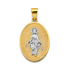 Oval Textured Our Lady of Grace Medal Pendant in 14K Two-Tone Gold Solid