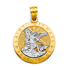 Framed 'Pray For Us' Sant Michael Medal Pendant in 14K Two-Tone Gold Solid