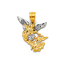 Open Wing Archangel St. Michael Pendant in 14K Two-Tone Gold Solid - Small