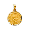 Diamond-Cut Padre Pio Medal Pendant in 14K Yellow Gold Solid