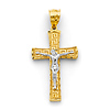 Greek Key Byzantine Crucifix Pendant in 14K Two-Tone Gold Solid