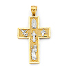 Medium Latin Cross With Catholic Saints Pendant in 14K Two-Tone Gold Solid