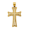 Double Cross Milgrain Byzantine Cross Pendant in 14K Yellow Gold Solid