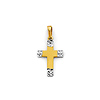 Diamond-Cut White Ends Cross Pendant in 14K Two-Tone Gold Solid