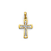 Diamond-Cut White Center Byzantine Cross Pendant in 14K Two-Tone Gold Solid - Mini