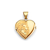 Footprints on Sand Heart Locket Pendant in 14K Yellow Gold - Small