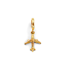 Mini Commercial Jet Airplane Charm Pendant in 14K Yellow Gold
