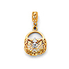 Mini Open Filigree Shoulder Bag Purse in 14K Two-Tone Gold