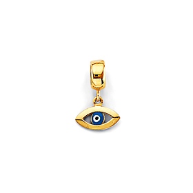 Mini Open Blue Evil Eye Pendant in 14K Yellow Gold
