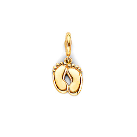 Mini Baby Feet Charm Pendant in 14K Yellow Gold
