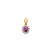 Mini Halo Birthstone Round Solitaire CZ Pendant in 14K Yellow Gold