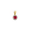 Mini Halo Birthstone Round Solitaire CZ Pendant in 14K Yellow Gold