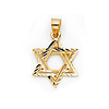 Open Diamond-Cut Star of David Pendant in 14K Yellow Gold Solid - Small