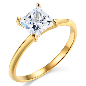 1.25CT Knife-Edge Princess-Cut CZ Engagement Ring Solitaire in 14K Yellow Gold