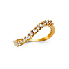 2mm Round CZ Wave Ring in 14K Yellow Gold Solid