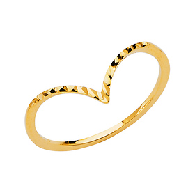 Diamond-Cut Contour Ring in 14K Yellow Gold Solid