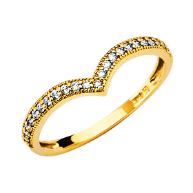 Pave CZ Contour Ring in 14K Yellow Gold Solid