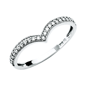 Pave CZ Contour Ring in 14K White Gold Solid