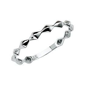 Bicone Beaded Ring in 14K White Gold Solid