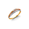 CZ Double Strand Ring Band in 14K Tricolor Gold Solid