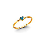 Mini Blue Heart Ring in 14K Yellow God Solid