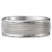 8mm Milgrain Center 14K White Gold Wedding Band Ring
