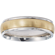 6mm Satin Finish Dome 14K Two-Tone Gold Wedding Band