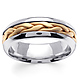 7mm Unique Handmade Yellow Braided Wedding Band for Men - 14K Two-Tone Gold thumb 0