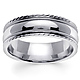 7mm Carved Edge Milgrain 14K White Gold Wedding Band thumb 0