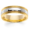 7mm Carved Edge 14K Two-Tone Gold  Milgrain Wedding Ring