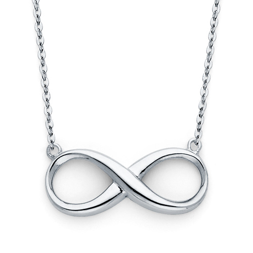 Classic 14K White Gold Floating Infinity Necklace Slide 0