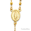 3mm Mirrorball Bead Our Lady of Guadalupe Rosary Necklace in 14K Two-Tone Gold 18in thumb 1